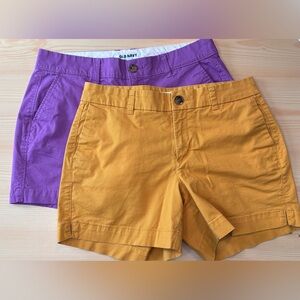 Old Navy Everyday Shorts Bundle Size 2 – Mustard & Purple – 4.5” Inseam Mid Rise